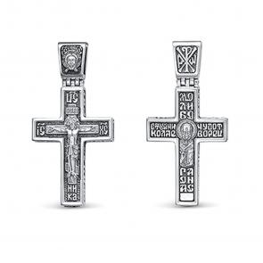 Подвеска-крест Николай Чудотворец из черненого серебра Иордань БМ-КР-385 Николай Чудотворец фото